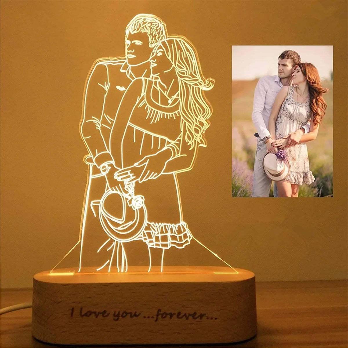 Custom photo-engraved acrylic lamp by Creative Sparks