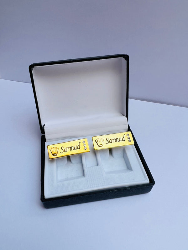 Customize crown engraved name cufflinks – photo 4