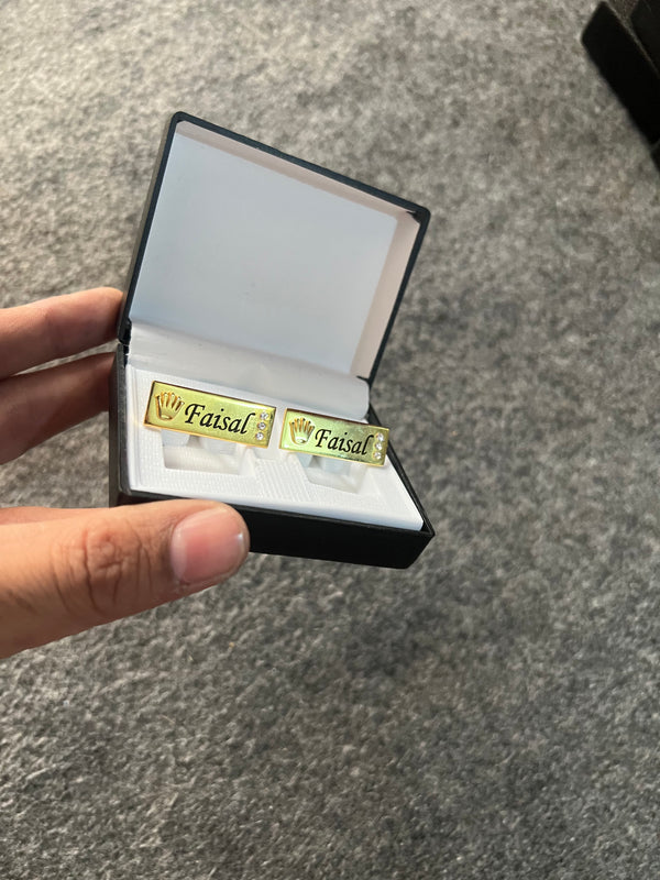 Customize crown engraved name cufflinks – photo 5