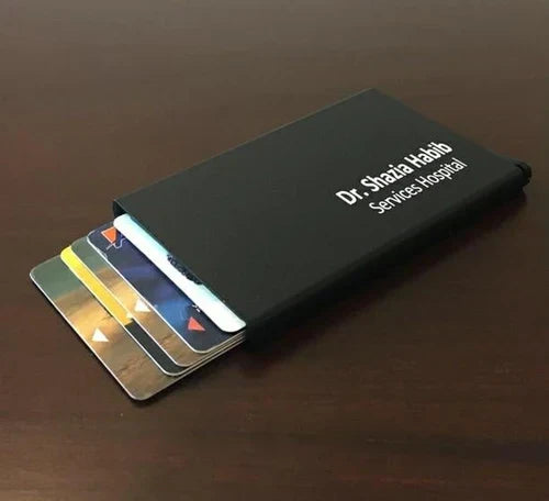Slim aluminum RFID card wallet with pop-up push button