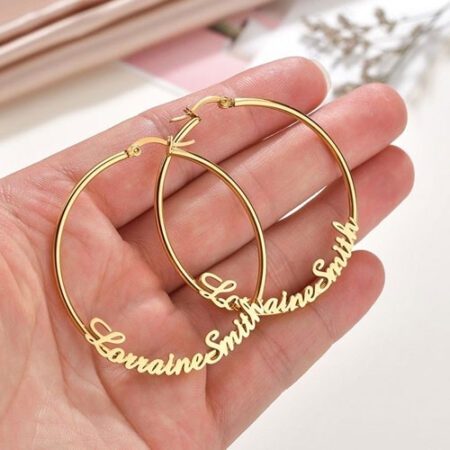 Custom name engraved earrings by Creative Sparks