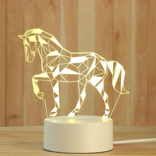 Horse 3D illusion LED night lamp