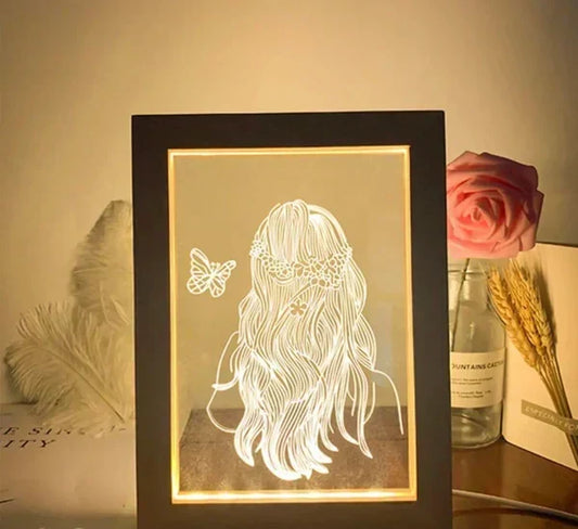 Girl with butterfly light frame lamp FL9
