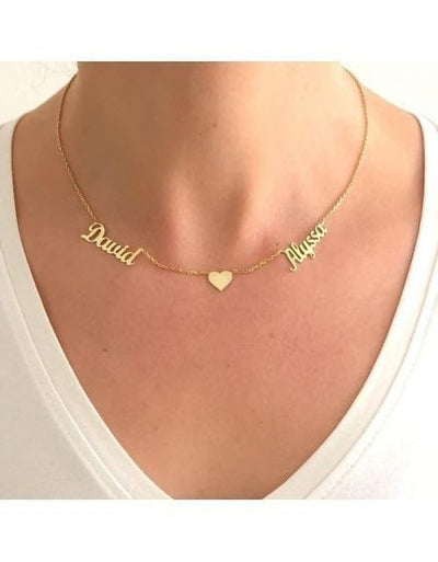 Customize double name necklace with heart