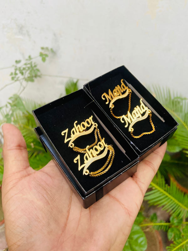 Customize name cufflinks with chain – photo 4