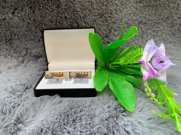 Customize crown engraved name cufflinks – photo 7
