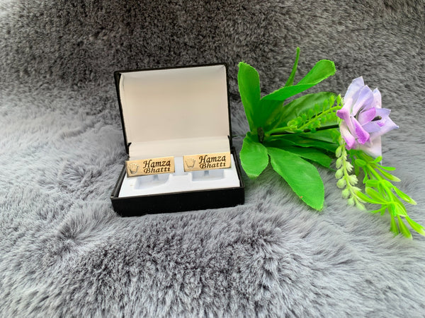 Customize crown engraved name cufflinks – photo 6