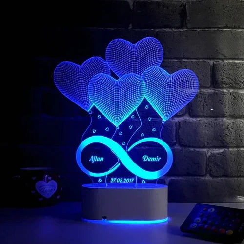 Couple name personalized 3D illusion LED night lamp – photo 2