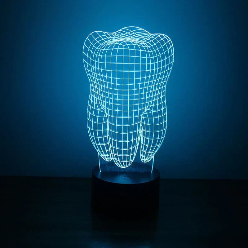 Teeth-shaped 3D illusion LED night lamp